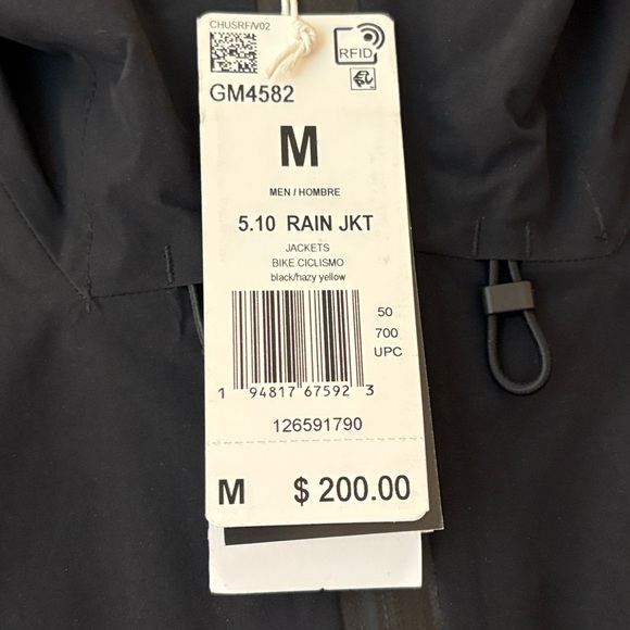 Men’s Adidas Five Ten All-Mountain RAIN.RDY Jacket in Black and Hazy Yellow - Picture 7 of 7